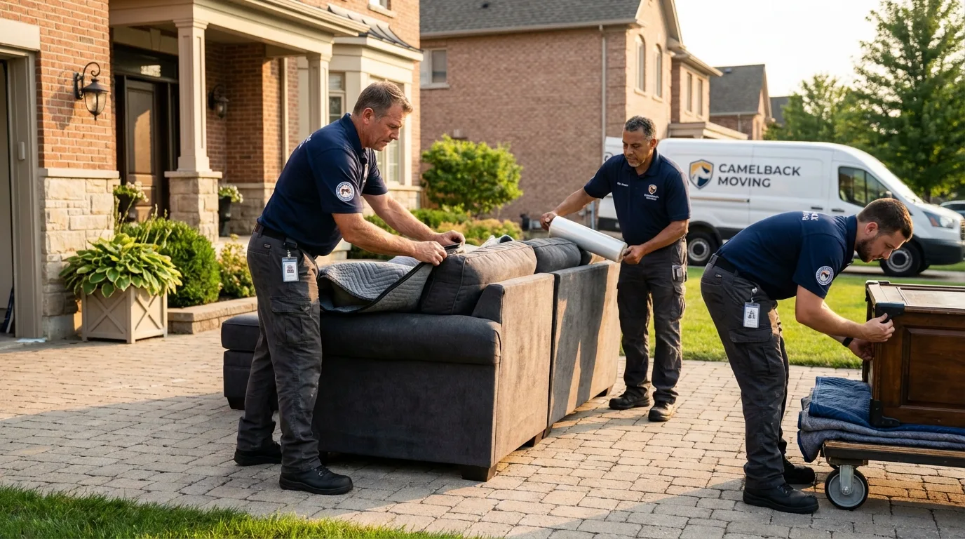 Large estate moving crew wrapping furniture in Redfield, SD