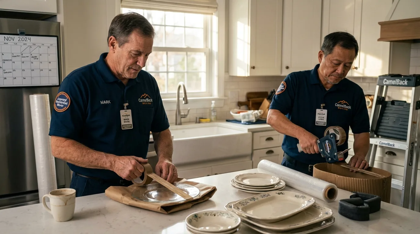 Professional crew packing kitchen dishware in Redfield, SD